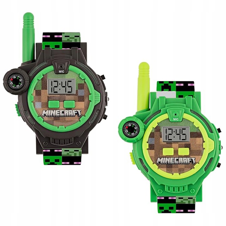 MINECRAFT Creeper Zestaw zegarków z funkcją walkie-talkie, KRÓTKOFALÓWKA