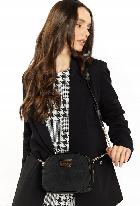 MONNARI Efektowna torebka listonoszka na pasku z łańcuszkiem Zamsz