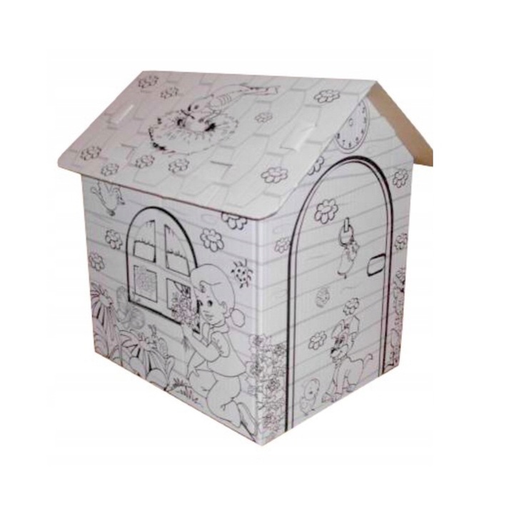 DOMEK Z TEKTURY KARTONOWA KOLOROWANKA DO MALOWANIA