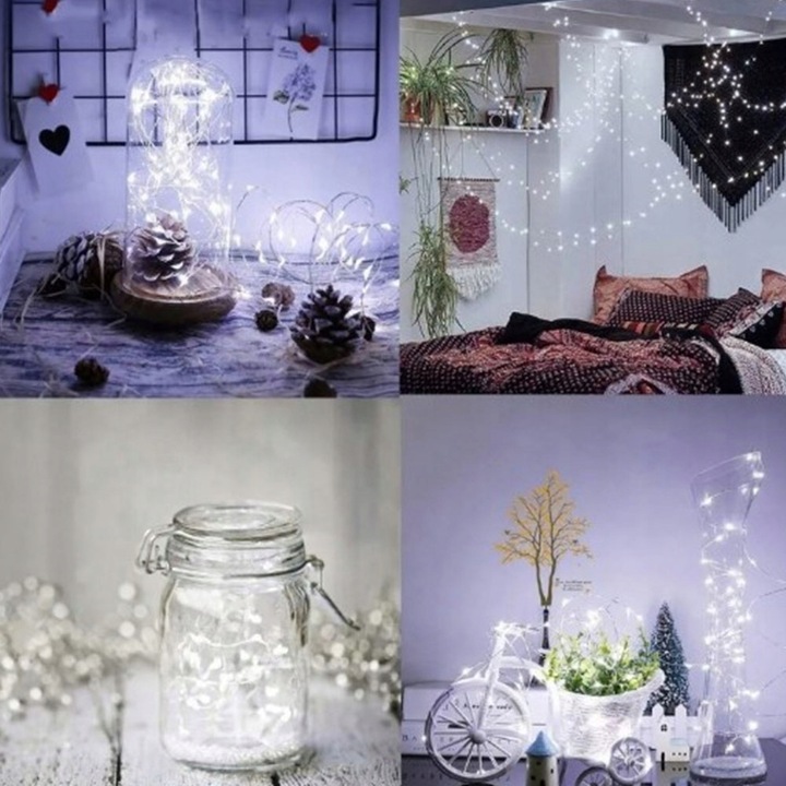 Lampki Choinkowe 1000 LED Mikro Drucik 100m Pilot Biały Zimny