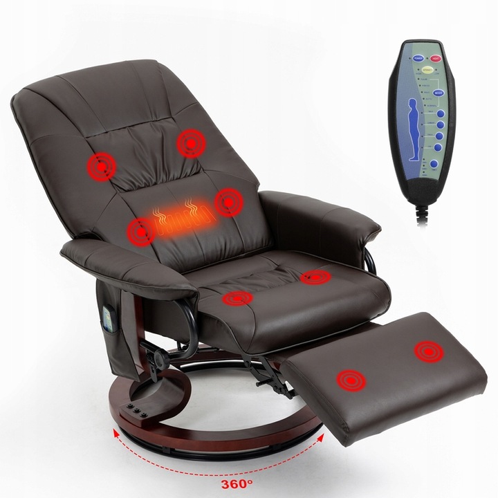 FOTEL MASUJĄCY ROZKŁADANY WYPOCZYNKOWY BRĄZOWY