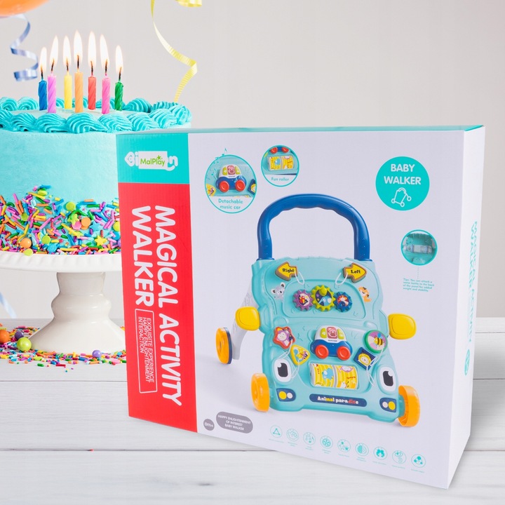 CHODZIK PCHACZ AUTKO ZABAWKA EDUKACYJNA INTERKATYWNA SORTER RUCHOME KLOCKI