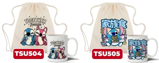 Zestaw Worek Beżowy + Kubek Biały LILO I STITCH Wz