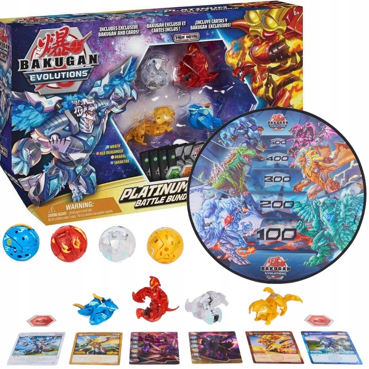 BAKUGAN EVOLUTIONS ZESTAW PLATINUM FIGURKI + MATA