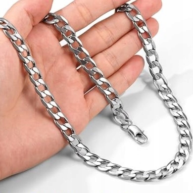 Szeroki łańcuszek męski srebrny łańcuch pancerka 6 mm 60 cm diamentowany