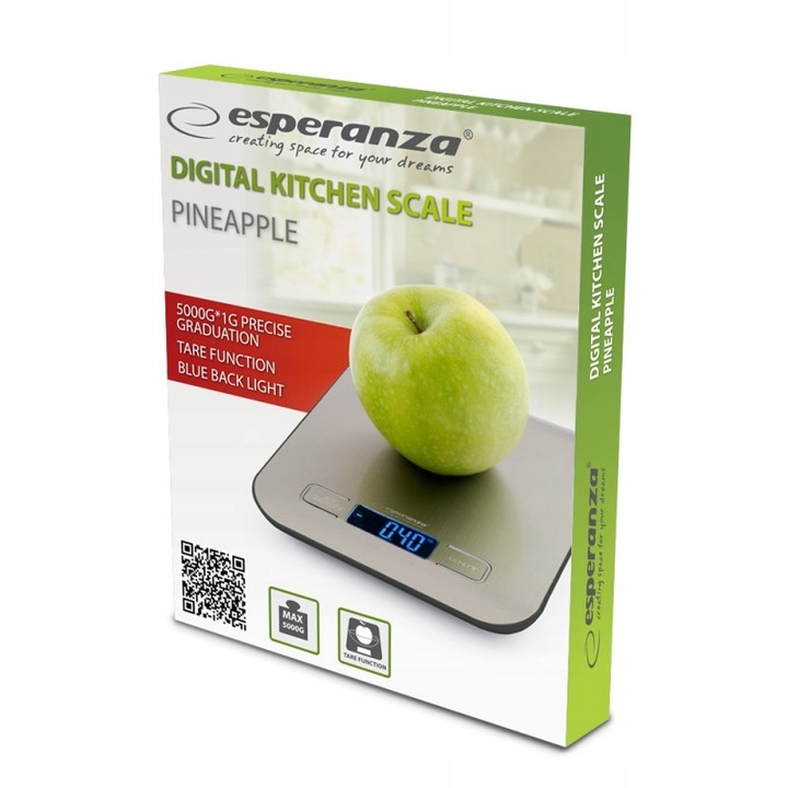 WAGA KUCHENNA ELEKTRONICZNA PŁASKA LCD SREBRNA ESPERANZA