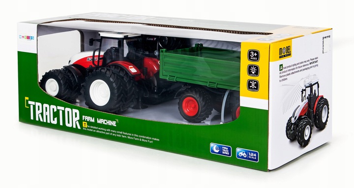 TRAKTOR Z PRZYCZEPĄ DLA DZIECI NA BATERIE PREZENT AKUMULATOR I ZABAWKA LED