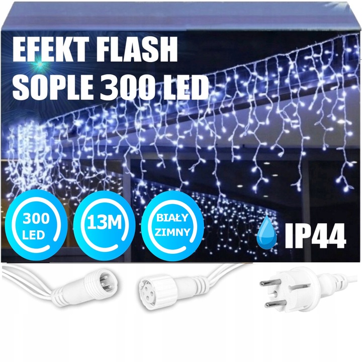 Sople FLASH BIAŁY Zimny 300 LED + ZIMNY FLASH
