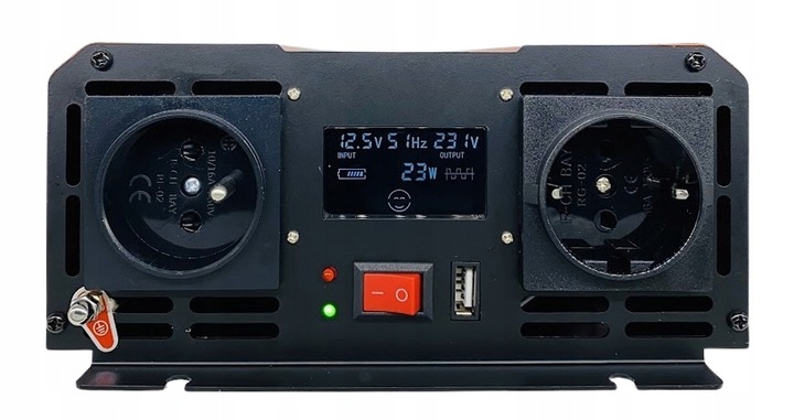 PRZETWORNICA NAPIĘCIA MAXIMUS 12V 230V 2000VA 1000W CZYSTY SINUS QC 3.0 LCD