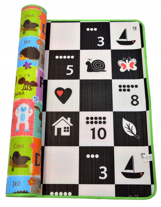 MATA PIANKOWA SZACHOWNICA POLSKI ALFABET 120x180x1CM DWUSTRONNA DUŻA GRUBA