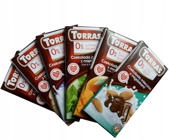 6 x CZEKOLADA BEZ CUKRU zestaw dla diabetyka PREZENT ŚWIĄTECZNY 6 czekolad