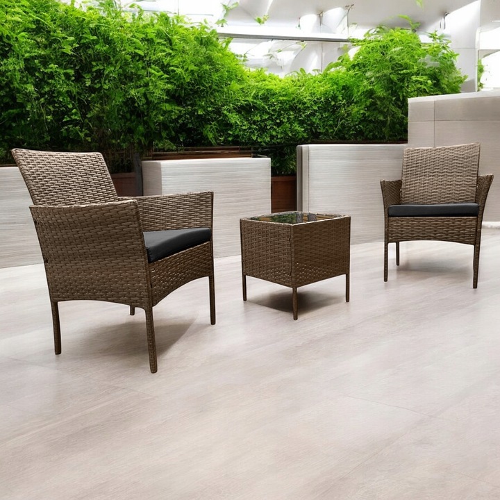 ZESTAW MEBLI OGRODOWYCH NM04 MTG MEBLE OGRODOWE TECHNORATTAN BRĄZ JASNY