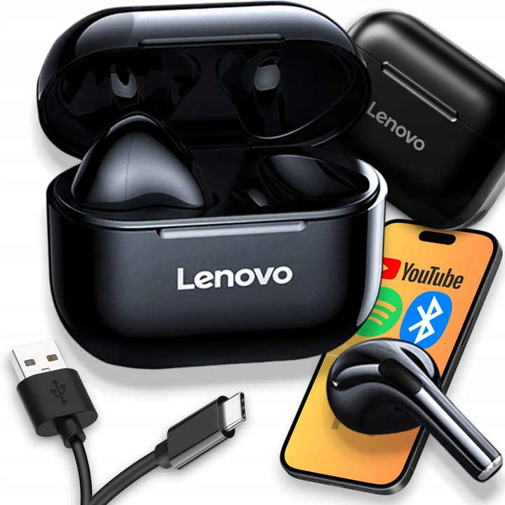 SŁUCHAWKI BEZPRZEWODOWE LENOVO LP40 z MIKROFONEM TWS ORYGINALNE STACJA PRO