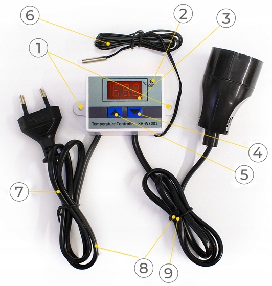 TERMOSTAT ELEKTRONICZNY REGULATOR TEMPERATURY Z GNIAZKIEM I WTYCZKĄ 230V