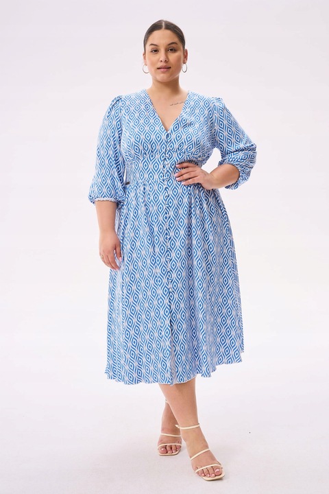 Blue shadow urocza sukienka TINA 42 niebieski wzór boho wiskoza