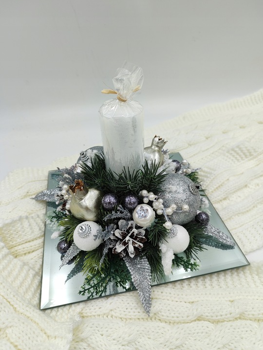 stroik Boże Narodzenie kompozycja ze świecą dekoracja