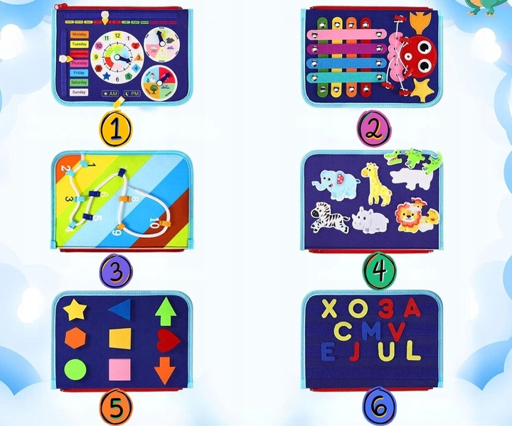 Tablica Manipulacyjna Sensoryczna dla Dzieci Miękka Edukacyjna Montessori