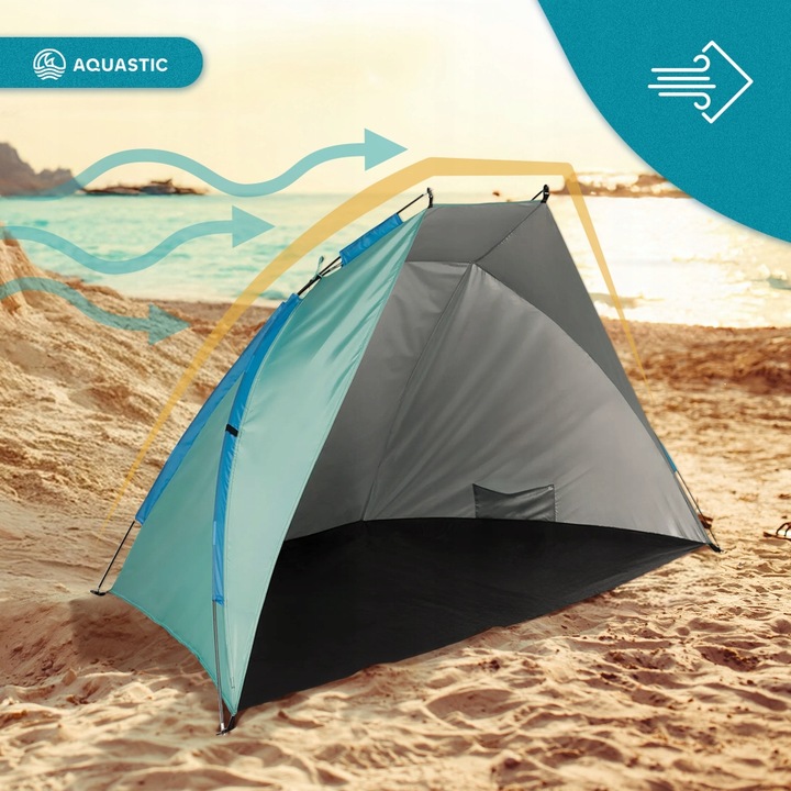 Namiot plażowy AQUASTIC Concielo turkusowy OS UPF 50+ Ochrona przed słońcem