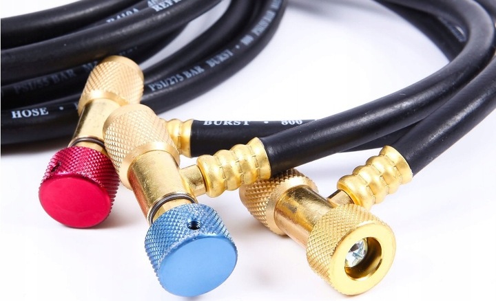 WĘŻE SERWISOWE 1/4 180 cm SAE Z ZAWOREM ODCINAJĄCYM KLIMATYZACJA 23336SS