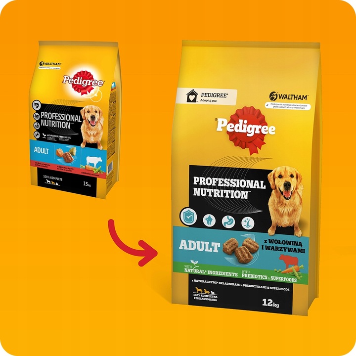 SUCHA KARMA PEDIGREE PROFESSIONAL NUTRITION 12 KG Z WOŁOWINĄ I WARZYWAMI