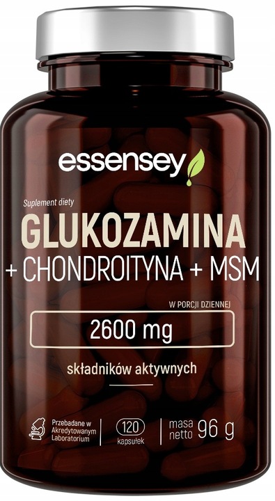 Essensey GLUKOZAMINA+ 2600MG FORTE CHONDROITYNA MSM STAWY 120 KAPS