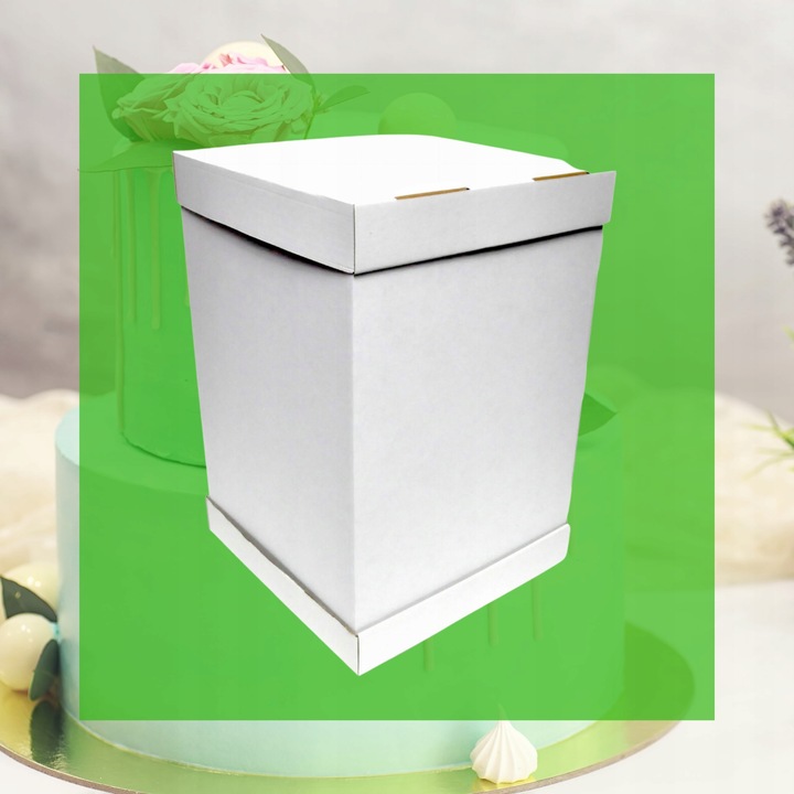 PUDEŁKO NA TORT PIĘTROWY 36x36x45 cm BIAŁE MOCNY GRUBY KARTON OPAKOWANIE