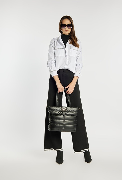 TOREBKA MONNARI Czarna SHOPPER BAG Listonoszka PIKOWANA NA RAMIĘ PASEK