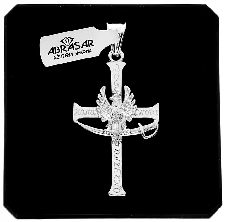 SREBRNY DUŻY KRZYŻ KRZYŻYK SREBRO PRÓBY 925 HONOR OJCZYZNA