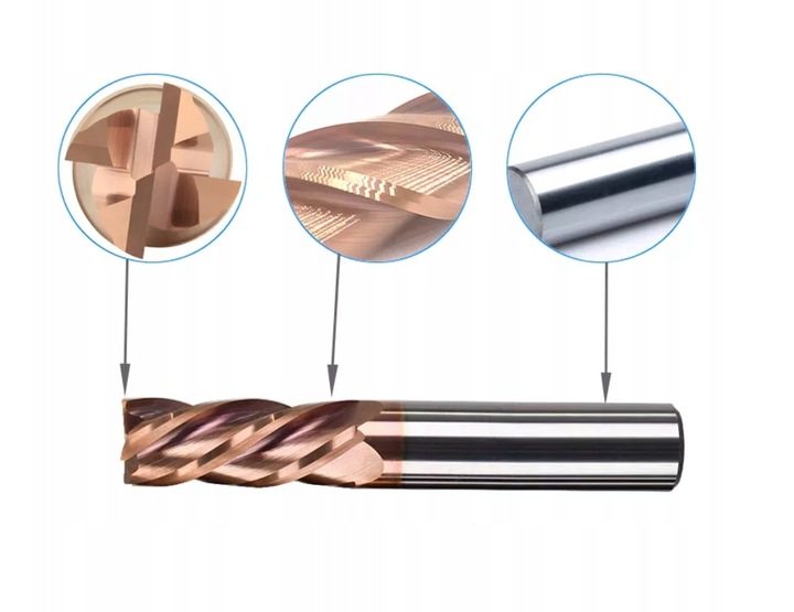 Frez palcowy CNC fi 8 mm x 60 mm HRC 55 VHM widiowy do metalu