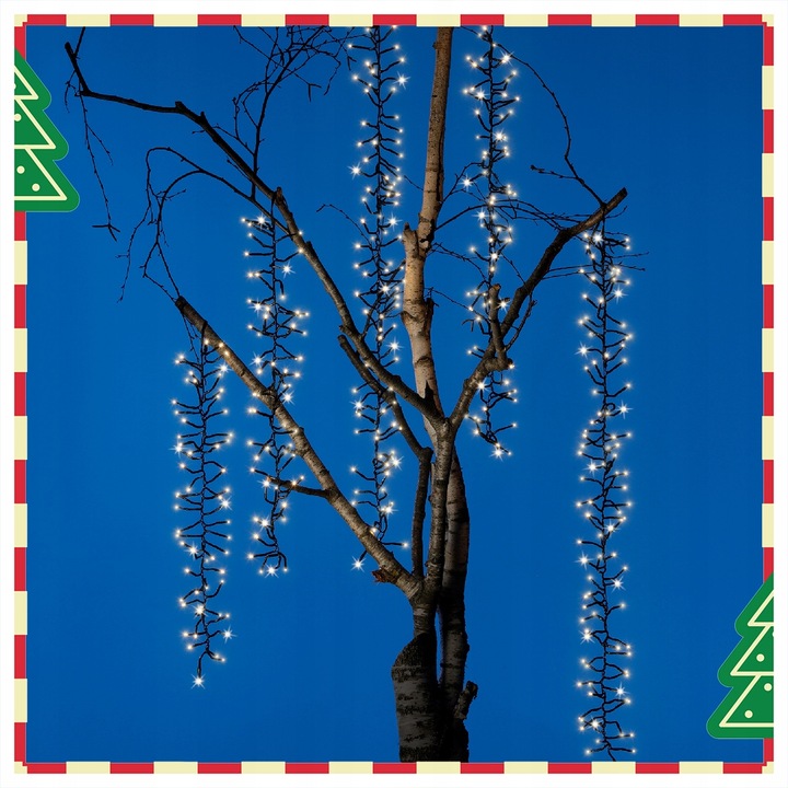 Kaskada świetlna 480LED Oświetlenie Świąteczne na Drzewa Ciepły złoty