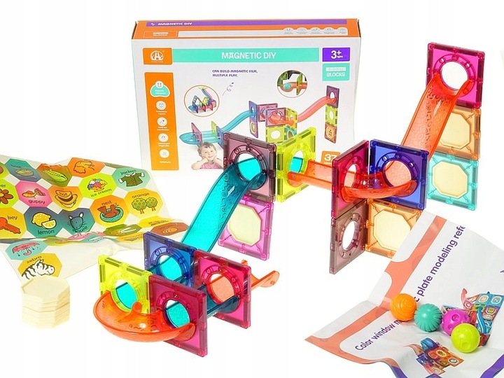 KLOCKI MAGNETYCZNE DLA DZIECKA 3D EDUKACYJNE TOR KULKOWY kulodrom