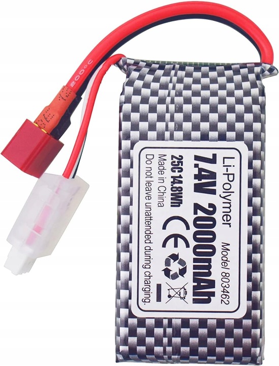 2 szt. Baterie LiPo 7.4 V 2000 mAh wtyczka T do modeli RC 9200, 9200E, 200E