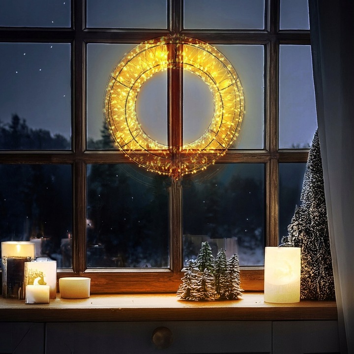 Dekoracja świetlna LED Ø 36 cm Wieniec Koło ledowe wianek świąteczny USB