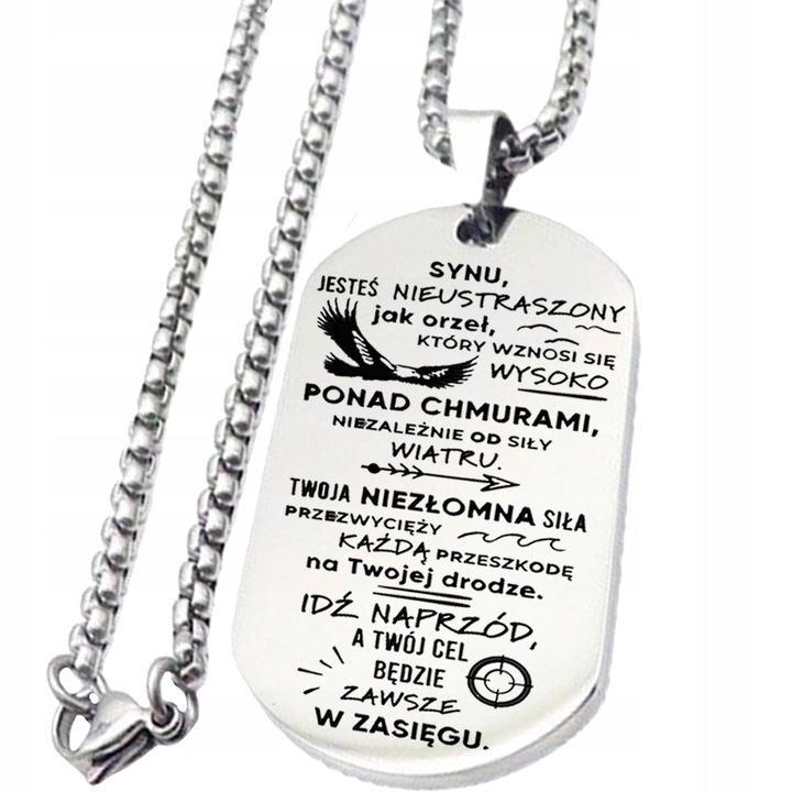 Prezent dla Syna Naszyjnik Zawieszka z Grawerem Idealny Prezent