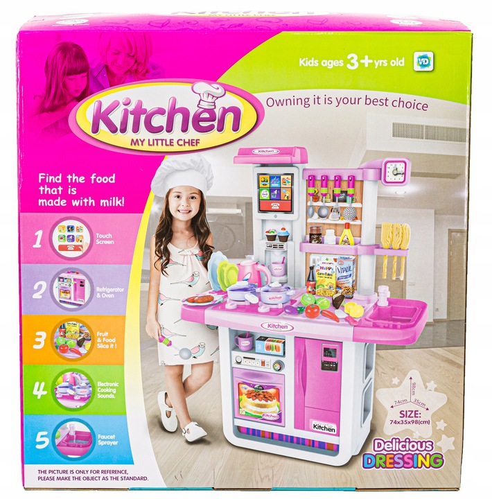 DUŻA KUCHNIA DLA DZIECI Kuchenka Akcesoria Światło