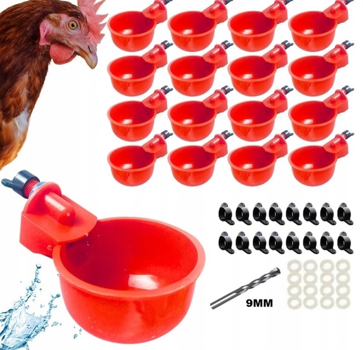 16x AUTOMATYCZNE POIDŁO POIDEŁKO DO WIADRA DLA DROBIU WIERTŁO GRATIS