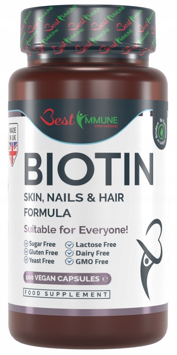 Kompleks włosy skóra paznokcie Naturalny Biotyna Najwyższa Biodostępność