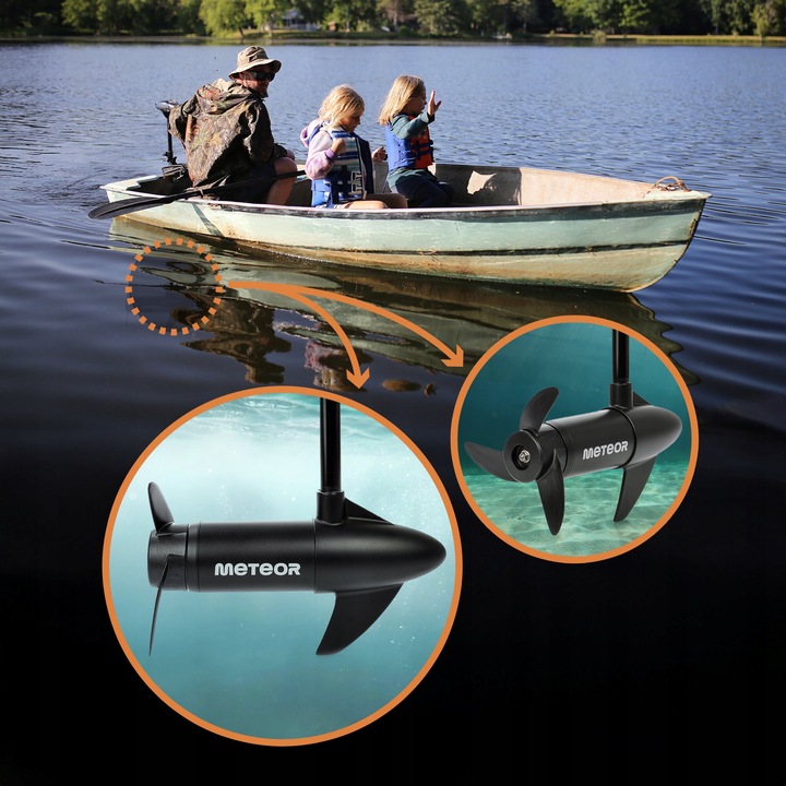 SILNIK ELEKTRYCZNY ZABURTOWY DO ŁODZI PONTONU METEOR 86lbs/37.2kg 1150W