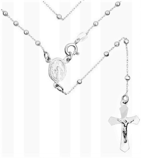 NASZYJNIK SREBRNY RÓŻANIEC KRZYŻYK MEDALIK NA KOMUNIĘ CHRZEST SREBRO 925