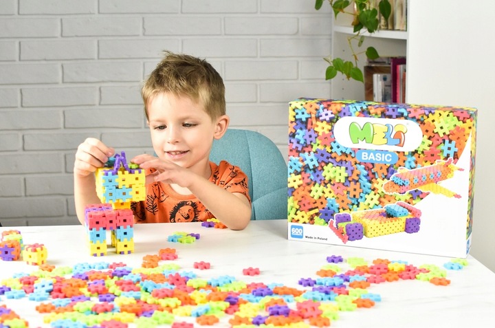 KLOCKI WAFLE KONSTRUKCYJNE MELI Basic 600 El MINI PUZZLE GOFRY EDUKACYJNE