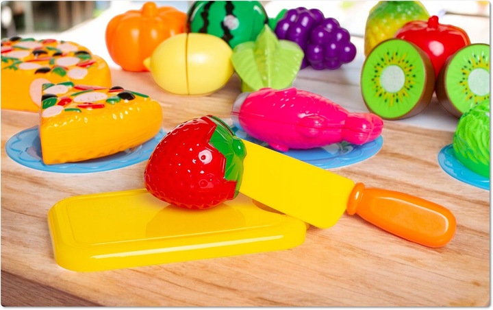 OWOCE WARZYWA DO KROJENIA na rzep zabawkowe jedzenie pizza + kosz na zakupy