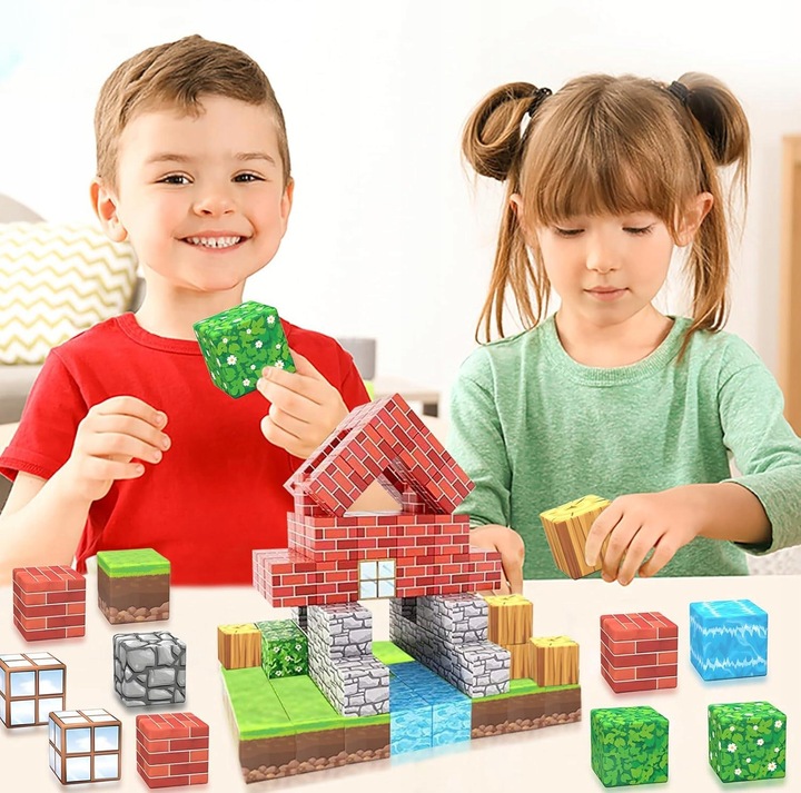 BUDOWANIE MAGNETYCZNE, 100 SZT. ELEMENTÓW MAGNETYCZNE KLOCKI KONSTRUKCYJNE