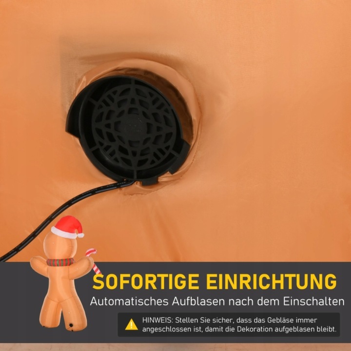 Samopompujący piernikowy ludzik z dmuchawą, dekoracja świąteczna 2,4 m LED