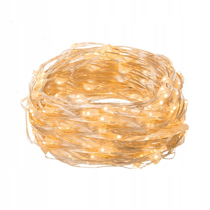 LAMPKI DRUCIKI 100 LED 13m ZEW/WEW MIKRO NA PRĄD 8 FUNKCJI CIEPŁE ZASILACZ