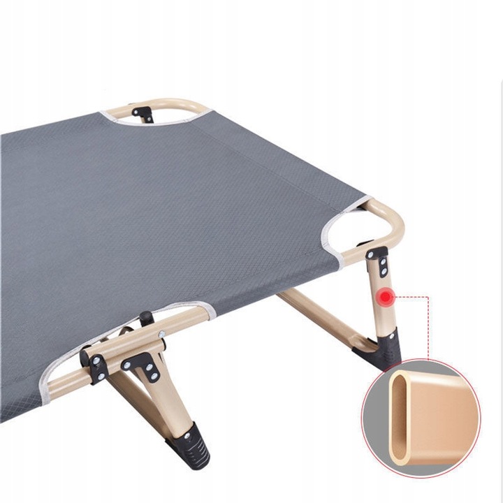 Składane łóżko turystyczne BIZNESOWE, polowe, kanadyjka PREMIUM 75 cm