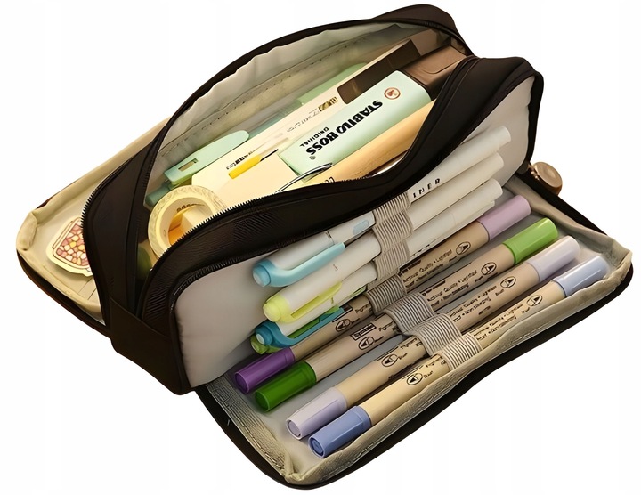 Duży Piórnik Szkolny Saszetka Trzykomorowy Zamek Piórnik do Szkoły + GRATIS