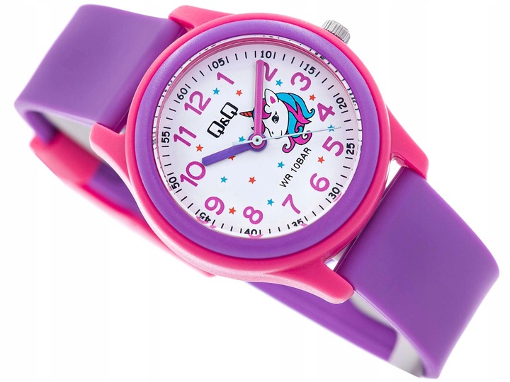 DZIECIĘCY ZEGAREK QQ VS59J003Y DLA DZIEWCZYNKI 10BAR UNICORN JEDNOROŻEC