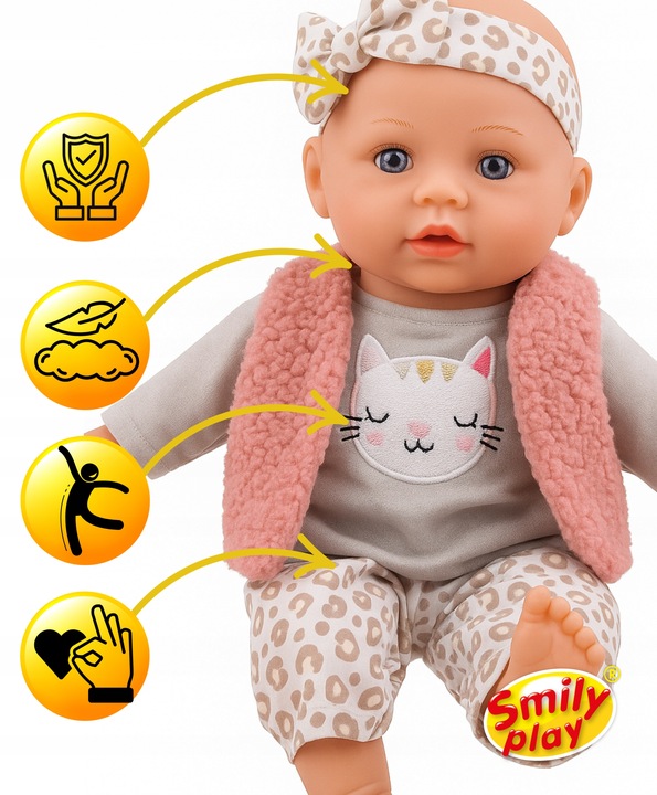 Lalka bobas duża 32 cm interaktywna śpiewa mówi 2 języki PL EN SMILY PLAY