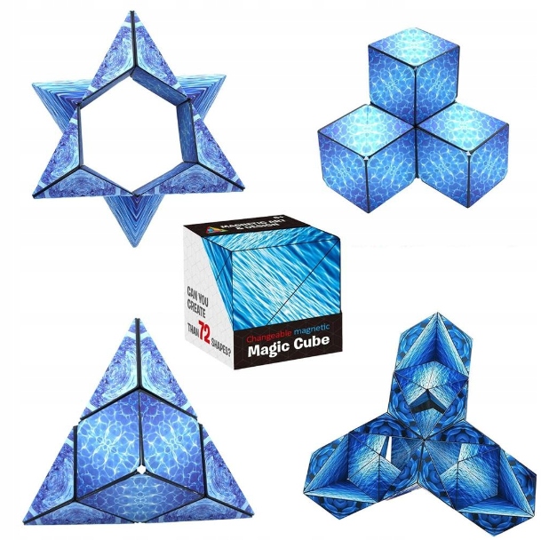 FIDGET CUBE ANTYSTRESOWA KOSTKA MAGNETYCZNA NIEBIESKA PUZZLE MAGIC CUBE
