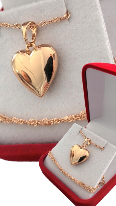 Złoty naszyjnik stal chirurgiczna serce J82